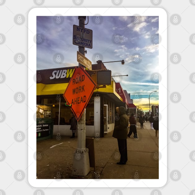 Road Work Ahead, Brooklyn Sticker by eleonoraingrid